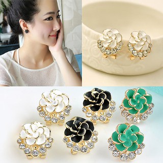 เครื่องประดับสตรี Rhinestone Rose Ear Stud เครื่องประดับต่างหู Charm