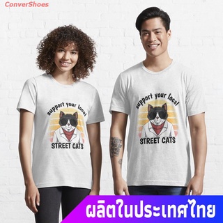 เสื้อยืดผู้ชายและผู้หญิง Street Cats - Animal Lover T Shirt Essential T-Shirt Sports T-shirt