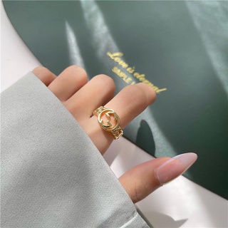 Small hollow letter ring fashion gold all-match retro accessories personality open ring