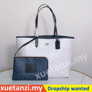 Coach ผู้หญิง/ กระเป๋าถือ/ 91381 Signature Reversible City/Tote/ไหล่/กระเป๋าช้อปปิ้ง/