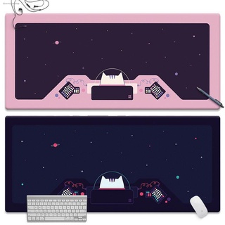 ⚡space&amp;cat mousepad แผ่นรองเมาส์แมวสำหรับเล่นเกมขนาดใหญ่แผ่นรองเมาส์ขนา 80×30 90×40 100×50 แผ่นรองโต๊ะ