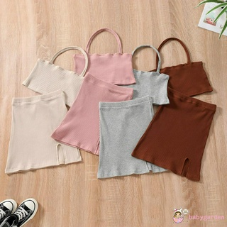 Babygarden- ชุดเสื้อครอปแขนกุด + กระโปรงสั้นสไตล์ฤดูร้อนสําหรับเด็กผู้หญิง 2-7 ปี