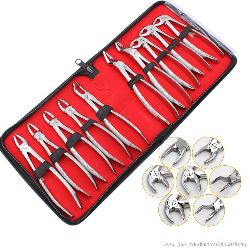 Dental Surgical Extraction Instrument Dental Clini 10 Pcs Adult Tooth Extracting Forceps Pliers