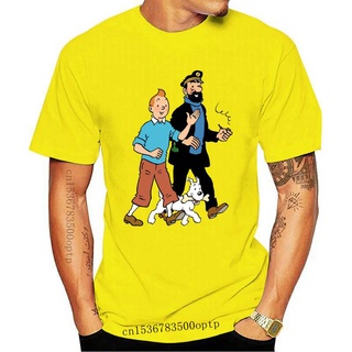 ถูกสุดๆพร้อมส่ง เสื้อยืดแขนสั้น ผ้าฝ้าย 100% พิมพ์ลาย Tintin And Capn Haddock The Adventures Of Tintin หลากสี แฟชั่นฤดูร