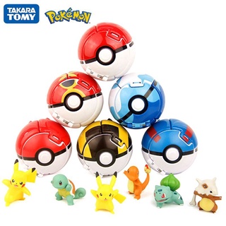 Tomy ฟิกเกอร์ Pokemon Elf Ball Pikachu Pokeball Pocket Monster Variant ของเล่นสําหรับเด็ก