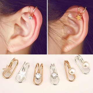 ต่างหู ไม่ต้องเจาะหู ตุ้มหู |M.S |Punk Rock Ear Clip Men and Women Without Ear Piercings Earrings Party Jewelry - 1 ข้าง