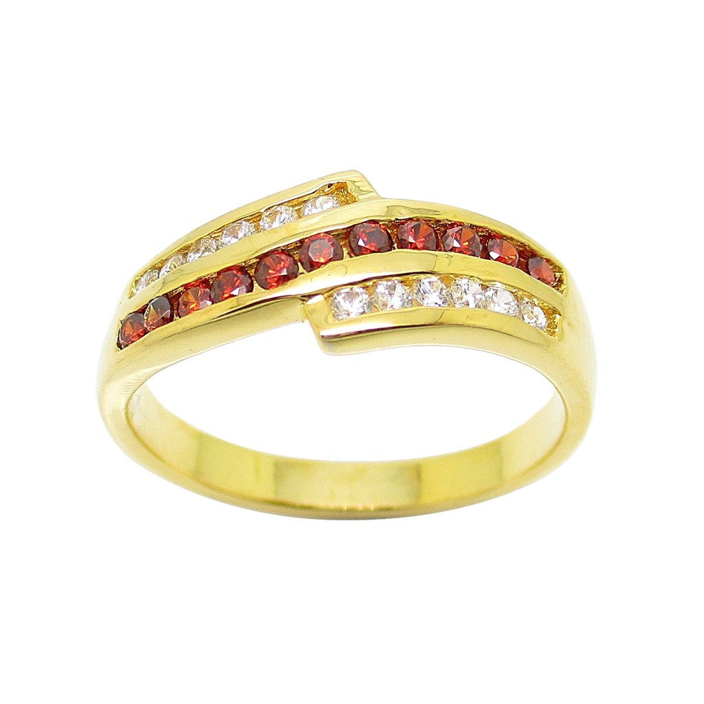 แหวนแถว พลอยโกเมน ประดับเพชร cz แหวนเพชร ชุบทอง ชุบทองแท้ ชุบทอง 24k