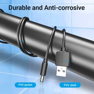 VENTION สายชาร์จ USB To DC 5.5มม. สําหรับพัดลมระบายความร้อน/พัดลมขนาดเล็ก/โคมไฟตั้งโต๊ะ 28 AWG