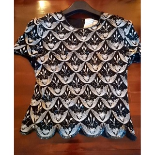 เสื้อแขนสั้นปักปล้องวิบวับ ชุดราตรี ทำงาน Papell boutique