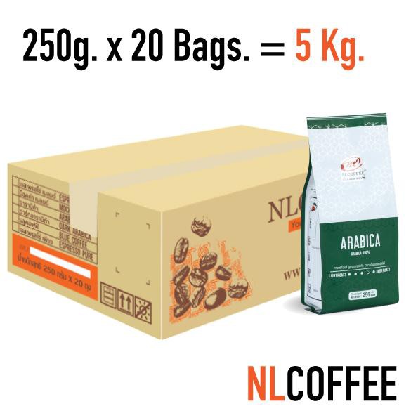 เมล็ดกาแฟคั่ว Arabica by NLCOFFEE (250กรัม 20แพ็ค) กาแฟอาราบิก้า100%