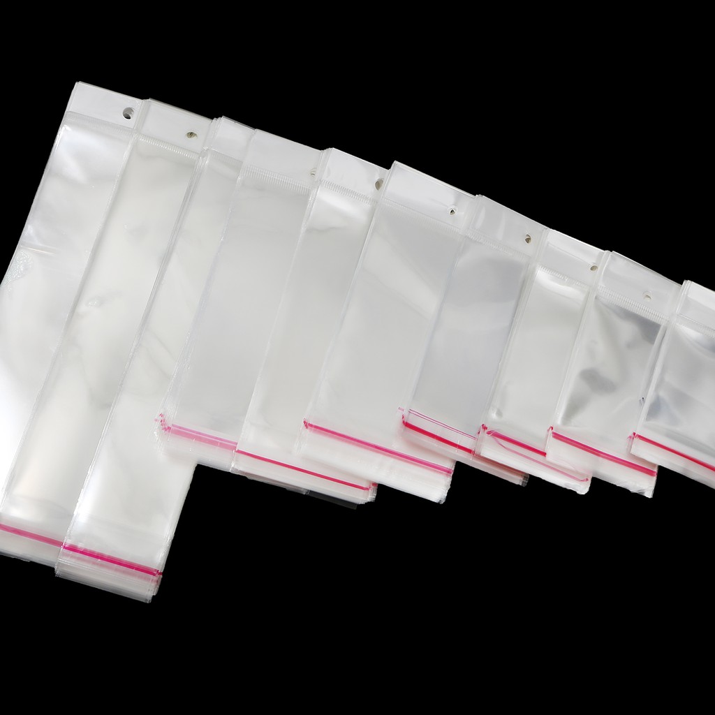 OPP Packing Bags 100Pcs/lot Transparent Self Adhesive Seal Plastic Storage Bag OPP Pack Bag With Hang Hole Retail Packaging Pouch - รูปที่ 2