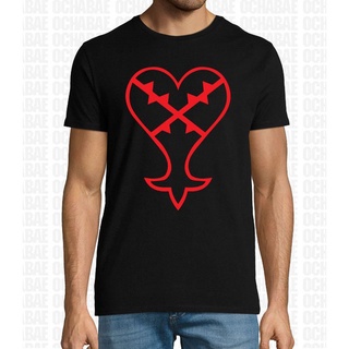 เสื้อยืดโอเวอร์ไซส์เสื้อยืดลําลอง แขนสั้น พิมพ์ลายโลโก้ Kingdom Hearts Heartless สไตล์เกาหลี คุณภาพสูง สําหรับผู้ชายS-3X