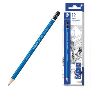 STAEDTLER ดินสอเขียนแบบ 2B-EE ด้ามสีฟ้า กล่อง 12 แท่ง Lumograph ดินสอ Pencil รุ่น 100