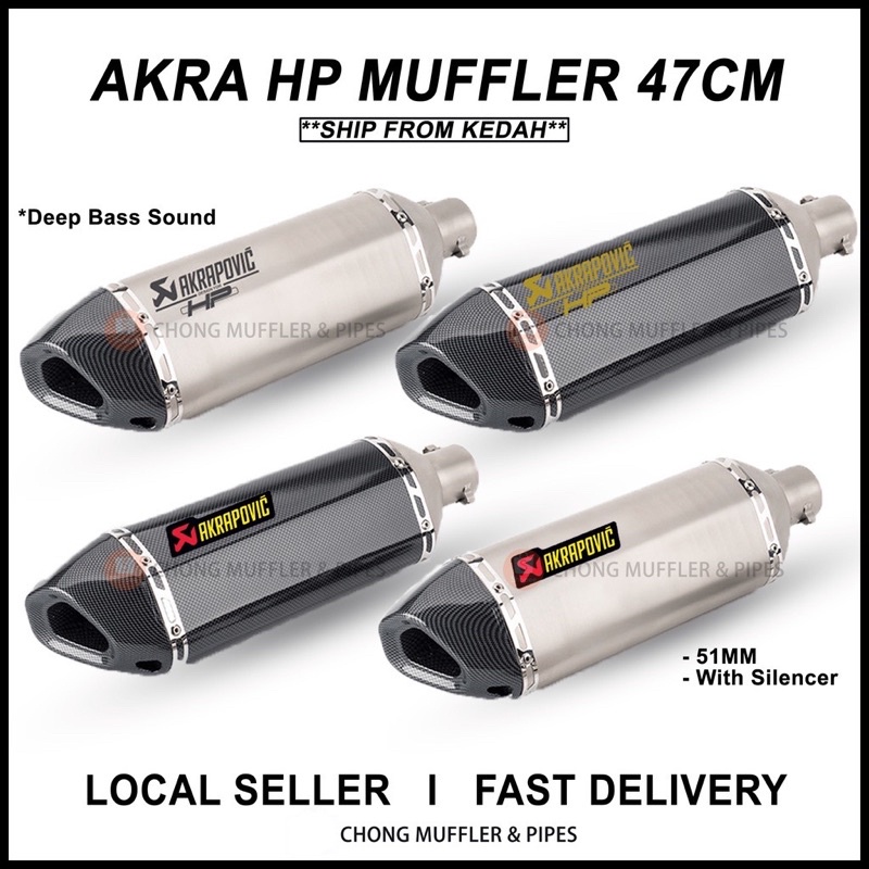 (LOCAL MY) AKRA HP 47CM MUFFLER Exhaust Universal R1 R6 R25 MT09 KAWASAKI Z900 Z250 Z650 Y15ZR S1000