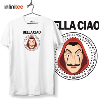 ไม่มีที่สิ้นสุด Money Heist Bella Ciao Netflix Shirt in White  เสื้อยืด  สำหรับผู้ชาย Women Unisex T shirt MNL