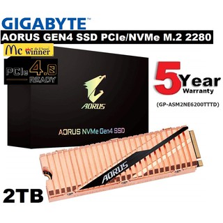 2TB SSD (เอสเอสดี) GIGABYTE AORUS NVMe GEN4 SSD PCIe/NVMe M.2 2280 (GP-ASM2NE6200TTTD) - รับประกัน 5 ปี