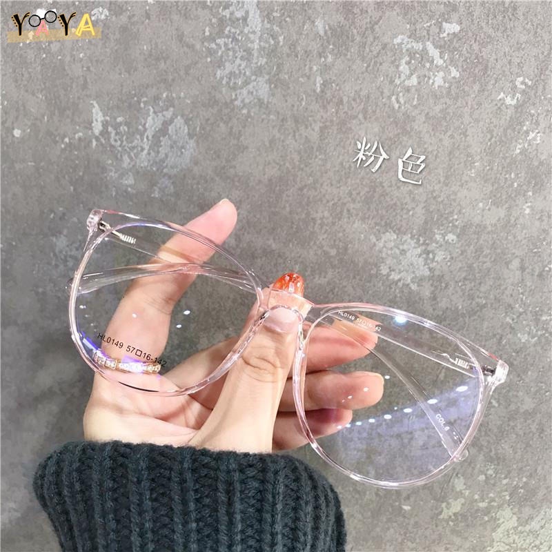 กรอบแว่น & แว่นสายตาสั้น (0°-600°) แว่นแฟชั่น กรองแสงกรอบใหญ่& &กรอบ สีชมพู &ผู้หญิง