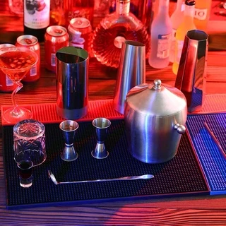 ☕☕☕ แผ่นรองบาร์ ยางรอง กันลื่นและกันน้ำ รุ่นหนาพิเศษ Bar Mat 30*15/45*30/30*45/10*10cm