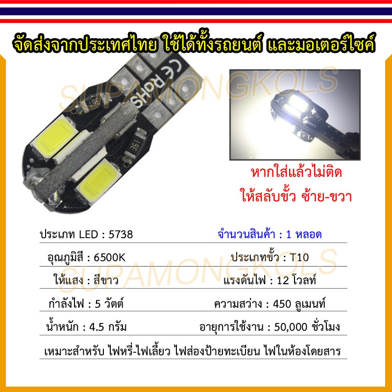 SMK ไฟหรี่ 1 หลอดไฟ เพดานรถ T10 LED