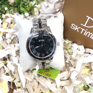 SK-TIME นาฬิกาข้อมือหญิง-ชายQuartz Analog 2 ATM กันน้ำ ตัวเรือนและสายสแตน2ไมครอน