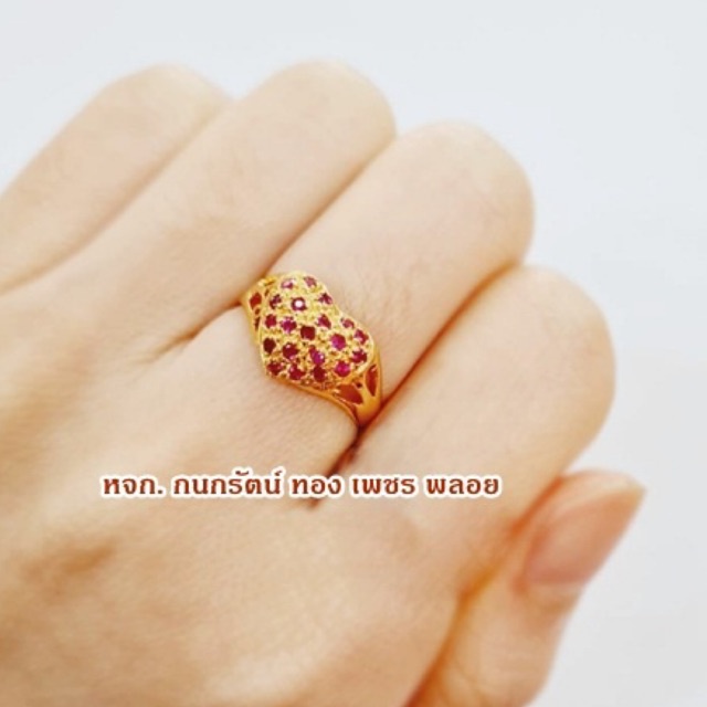 แหวนทับทิม แหวนรูปหัวใจ พลอยทับทิม ตัวเรือนทองแท้ 90 % แหวนทับทิม หลุดจำนำ มีใบรับประกันจากทางร้าน