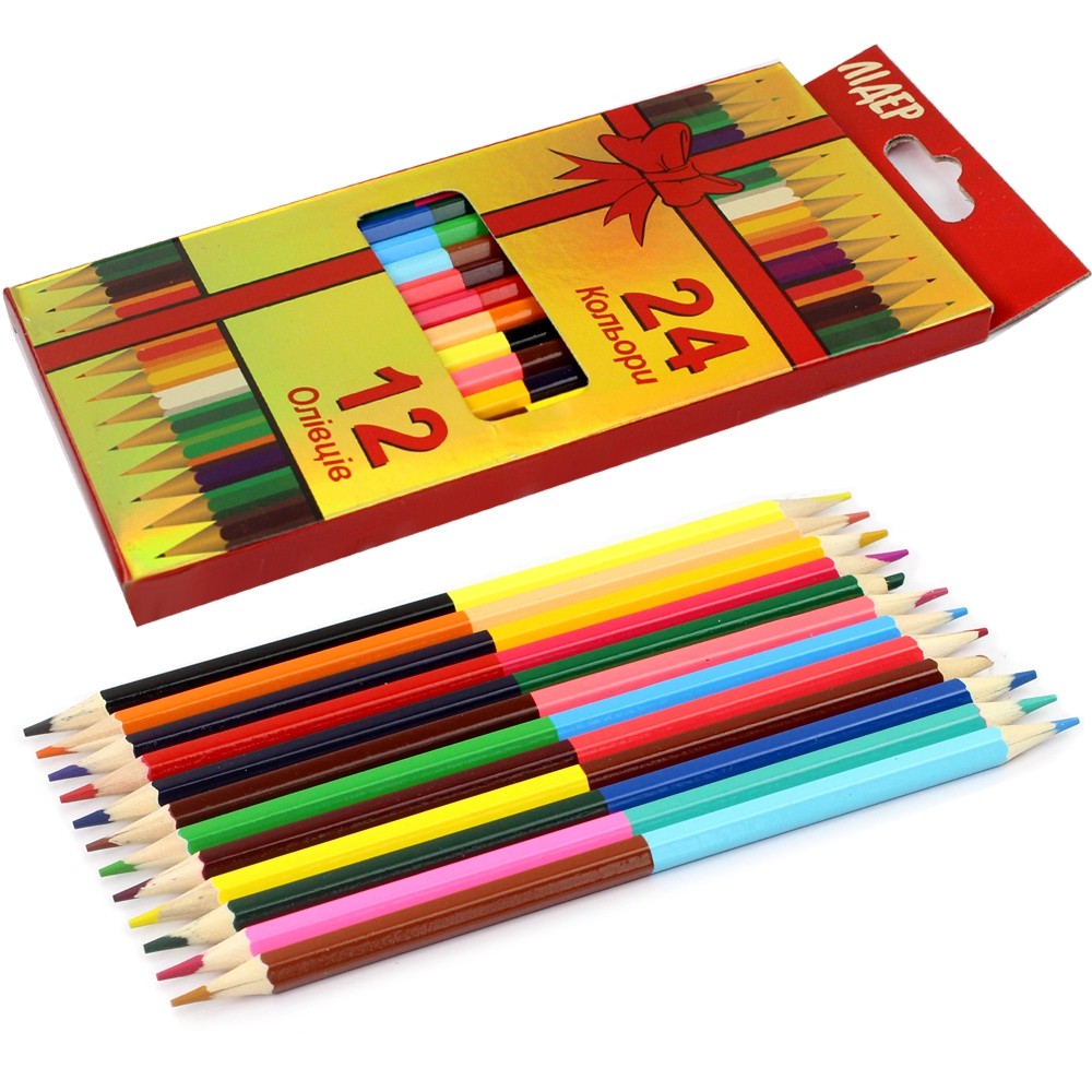 Telecorsa Wooden Pencil 24 Colors 2 Heads Model 24-COLORS-PENCIL-2-SIDED-04A-BOSS