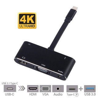 อะเเดปเตอร์ 5 in 1  USB C สำหรับ HDMI Adapter 4K / Type-C / HDMI/VGA/ Audio/USB 3.0 Port