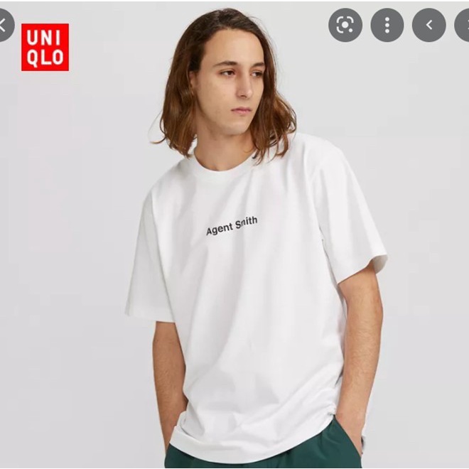 [Used] เสื้อยืดคอกลม Uniqlo แท้ ลาย Agent Smith สีขาว