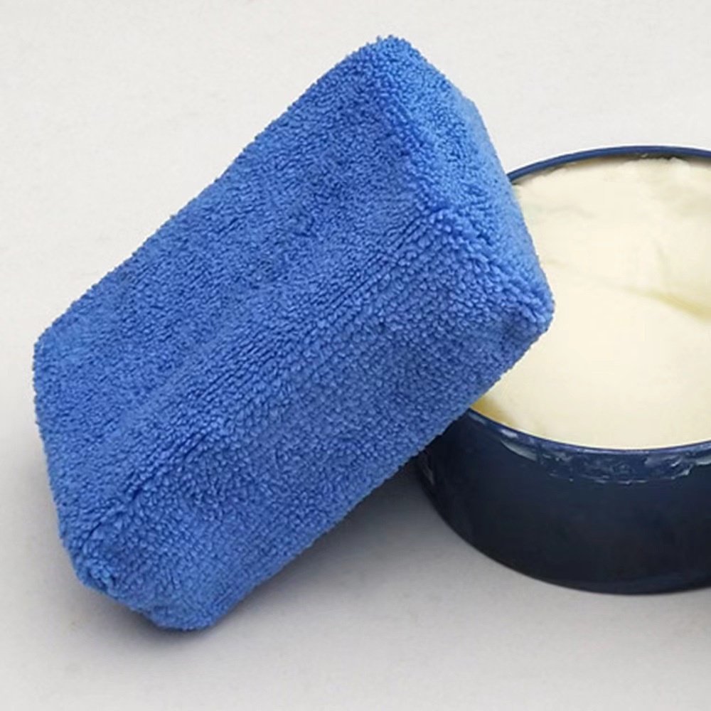 ฟองน้ำลง Wax ผ้าไมโครไฟเบอร์ ลงแว็กซ์ น้ำยาเคลือบกระจก อื่นๆ ใหญ่พอดีมือ แบบบล็อก 4X8.5X12cm.