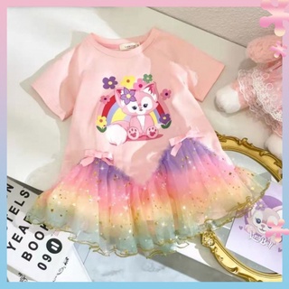 Girls Lingna Beier dress single T2022 new summer dress babys western style short-sleeved T-shirt skirt trendy