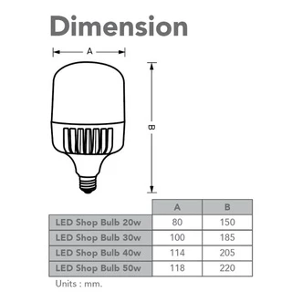 EVE หลอดไฟ LED Shop Bulb ทรงกระบอก ขั้ว E27 มาตรฐาน 20W 30W 40W แสงขาว แสงเหลือง