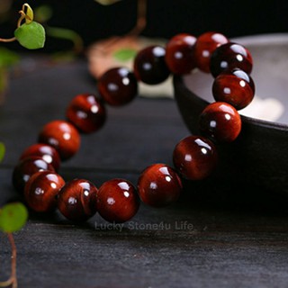 Red Tigers Eye หินเรดไทเกอร์อาย พลอยตาเสือสีแดง ขนาด 8-20 มม. สร้อยข้อมือหินแท้ By Lucky Stone4u Life