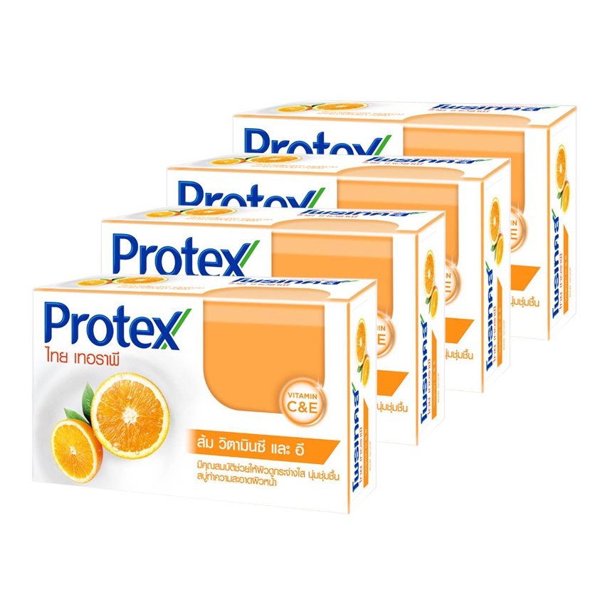 [แพ็ค 4 ก้อน] โปรเทคส์ สบู่ก้อน สมุนไพร ส้ม วิตามินซี และ อี ขนาด 120 กรัม PROTEX SOAP VITAMIN C+E 1