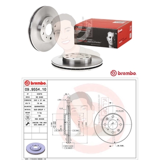 09 9554 10 จานเบรค ล้อ F (ยี่ห้อ BREMBO) รุ่น Std HONDA City ZX 1.5 (iDsi / Vtec) ปี 2002-2007 /HONDA Jazz GD (iDsi /...