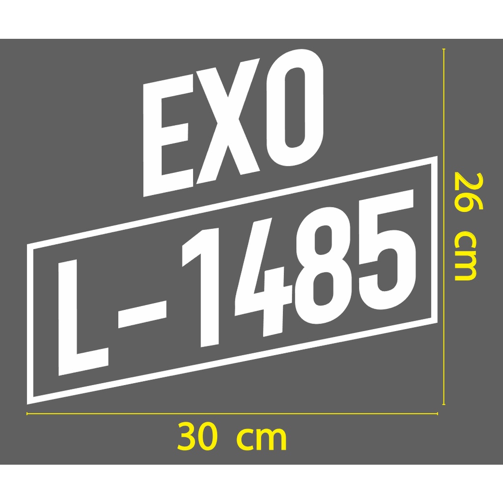 สติกเกอร์ ตัด ไดคัท คำว่า EXO L-1485  ขนาดยาว 30 ซม. วัสดุเป็น PVC กันน้ำ