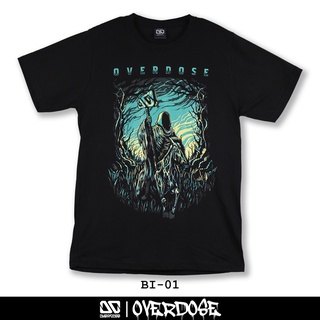 เสื้อยืดครอปเสื้อยืดพิมพ์ลายแฟชั่นOverdose T-shirt เสื้อยืดคอกลม สีดำ รหัส BI-01(โอเวอโดส)S-5XL