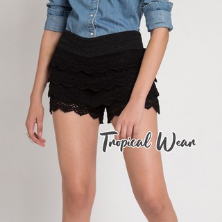 Tropical Wear กางเกงขาสั้น Scallop Lace Layered