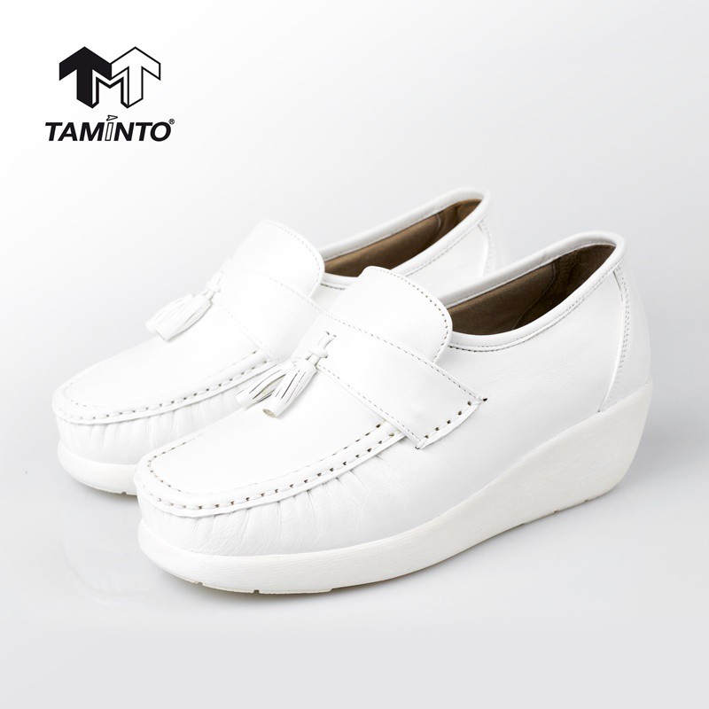 ส่งฟรี! Taminto รองเท้าสุขภาพ หนังแท้ พยาบาล / เชฟ Moccasin ร้อยมือ ซัพพอร์ตอุ้งเท้า ลดรองช้ำ HB8291