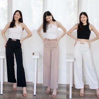 🌈Chain Pants✨กางเกงกระบอกตรง แต่งดีเทลด้วยโซ่เหล็ก เพิ่มความเรียบหรู