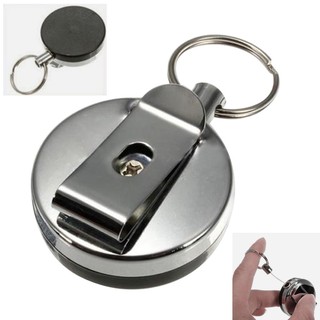 Retractable Metal Card Badge Holder Steel Recoil Ring Belt Clip Pull Key Chain G29