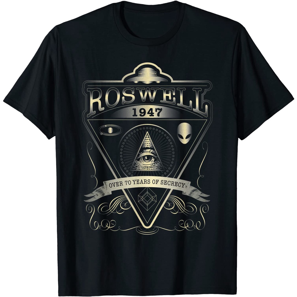 DLPRE﹍Roswell 1947 Alien T Shirt - Vintage Style UFO, Area 51 Cotton T-shirts Short Sleeve Printed Round Neck Top Tee Sh