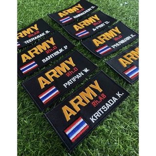 ป้าย ARMY  +ชื่อย่อ+กรุ๊ปเลือด ติดเสื้อเกราะ ติดตีนตุ๊กแก ทักแชทแจ้งรายละเอียด