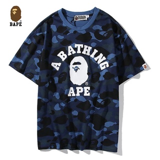 [S-5XL] 3583 Bape เสื้อยืด ลายพราง สีฟ้า สีแดง แฟชั่นสําหรับผู้ชาย ผู้หญิง