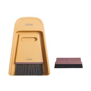 **สีเหลือง** ไม้กวาดและที่ตักขยะขนาดเล็ก แบบพกพา ตักได้ทั้งเปียกและแห้ง Broom Dustpan Set