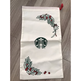 ถุงผ้า starbucks สีขาว ของแท้ ขนาด 19.5x35.5cm christmas collection