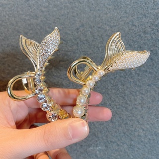 New fishtail catch clip female imitation pearl hairpin