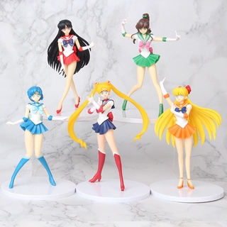 Sailor Moon Figures 5 Models With Pedestal Moon Hare Hino Rei Model Collection （18cm）