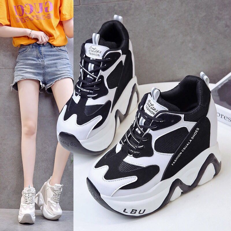 🔥พร้อมส่ง🔥 รองเท้าผ้าใบ เสริมส้น สูง 12 ซม. พรีออเดอร์ พื้นนิ่ม น้ำหนักเบา สไตล์เกาหลี ไม่กัดเท้า