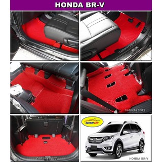 พรมดักฝุ่นไวนิล HONDA  BR-V แบบรีดขอบสีแดง เต็มคัน เข้ารูป