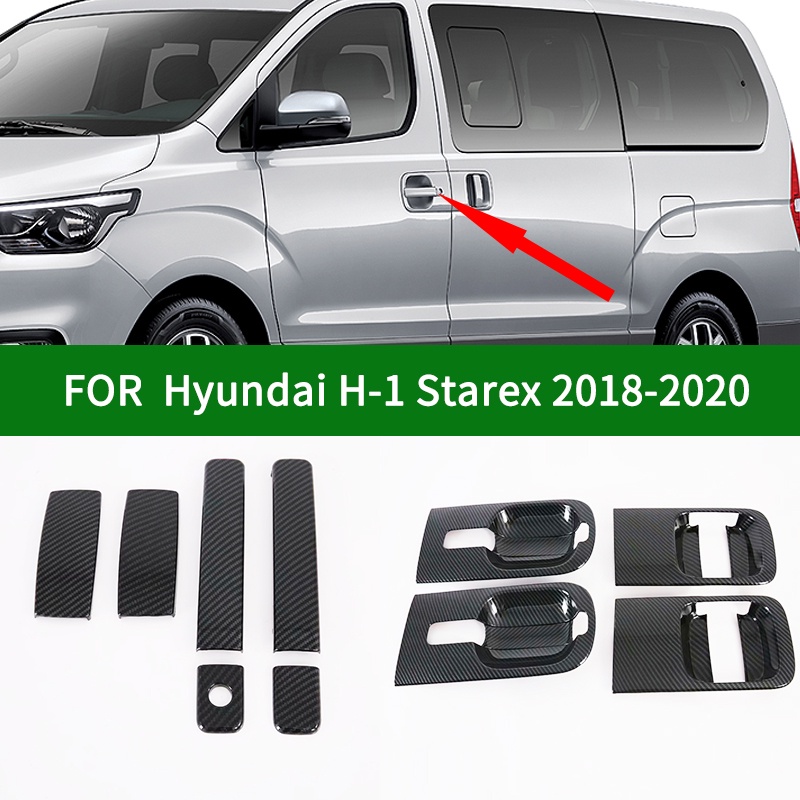 Glossy accessories Carbon fiber car side door handle bowl CUP cover trim for ALL-NEW Hyundai H-1 H1 Grand Starex 2018 20